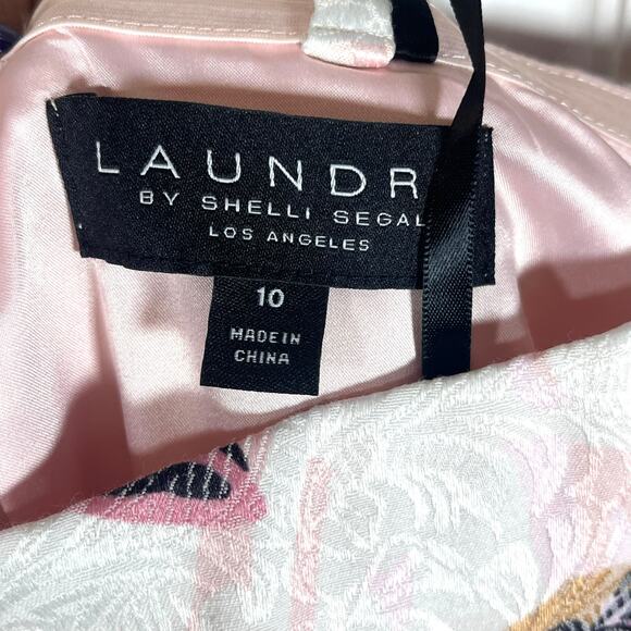NWT Laundry by Shelli Segal Off Shoulder Blush Floral Print Jacquard Dress Sz 10 - Picture 7 of 13